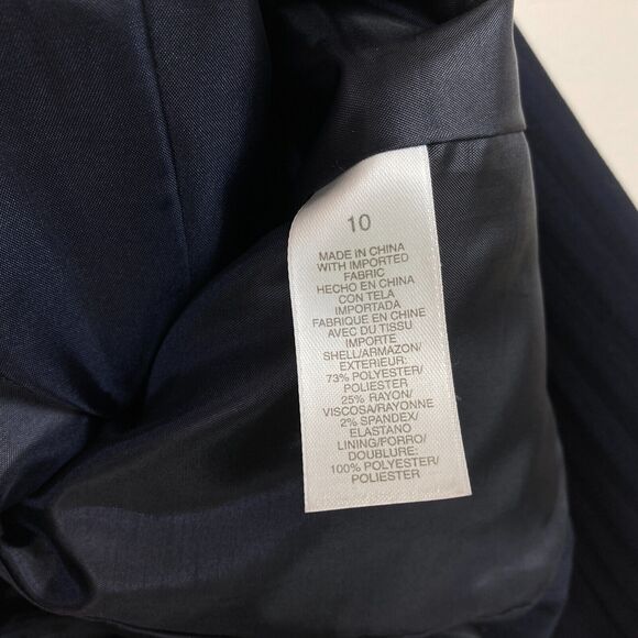 Liz Claiborne 3 Button Blazer Women's Size 10 Blue on Blue Striped Pockets - Picture 5 of 6